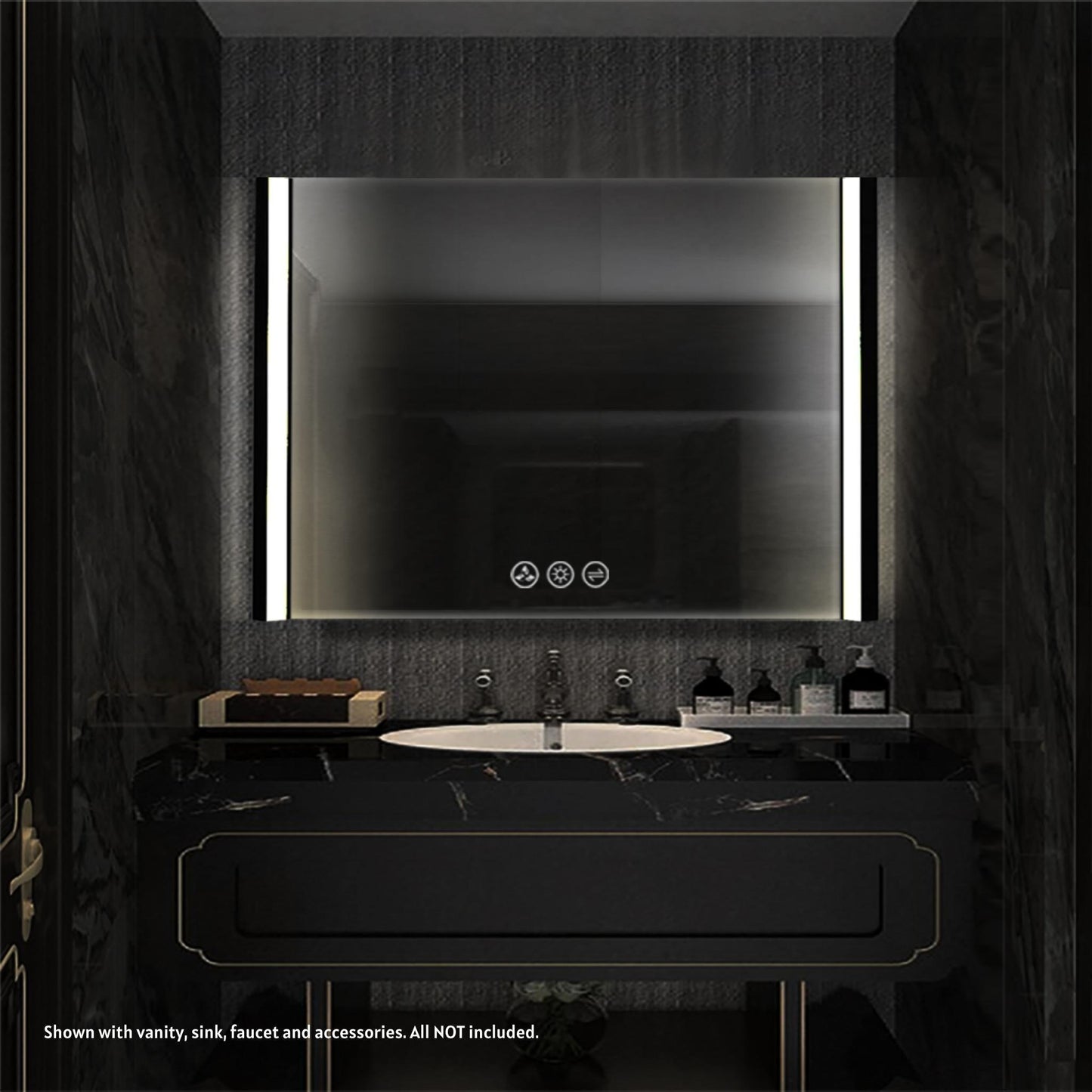 Blossom Binary 48" x 32" Matte Black Wall-Mounted Rectangle LED Mirror