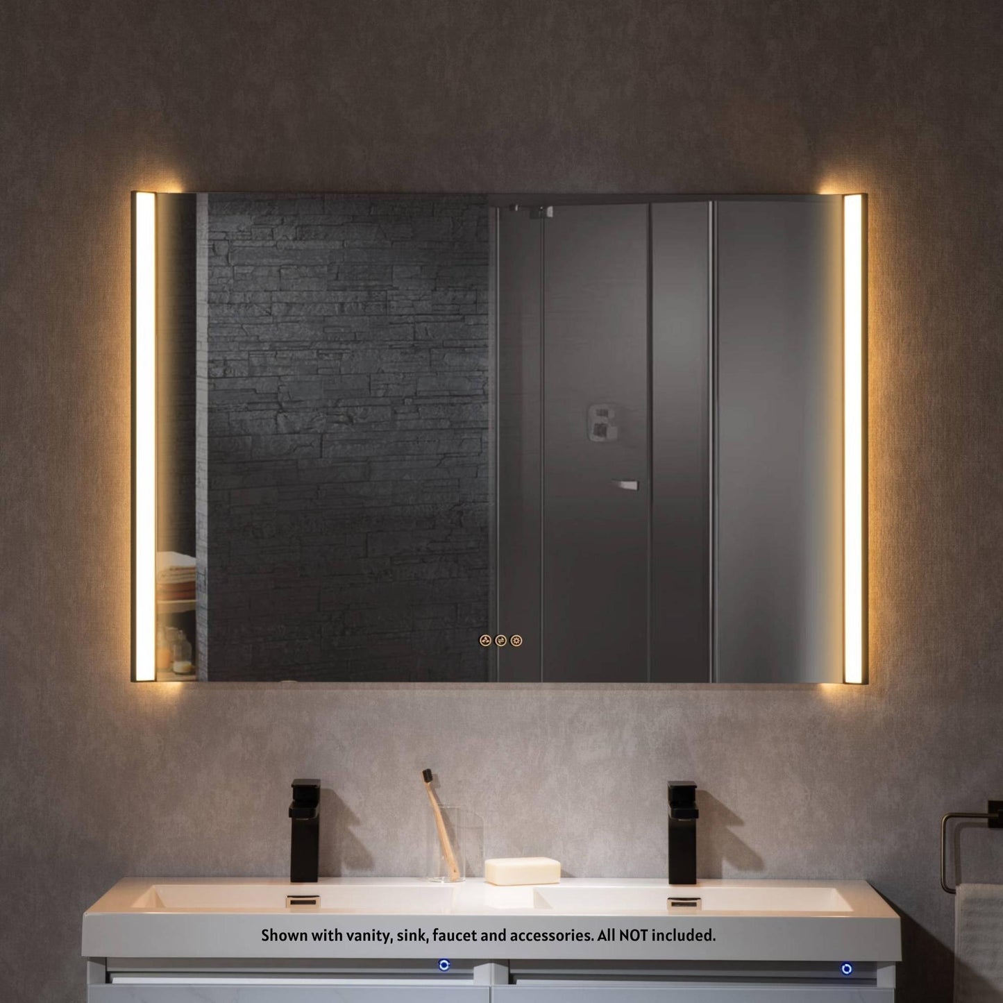 Blossom Binary 48" x 32" Matte Black Wall-Mounted Rectangle LED Mirror