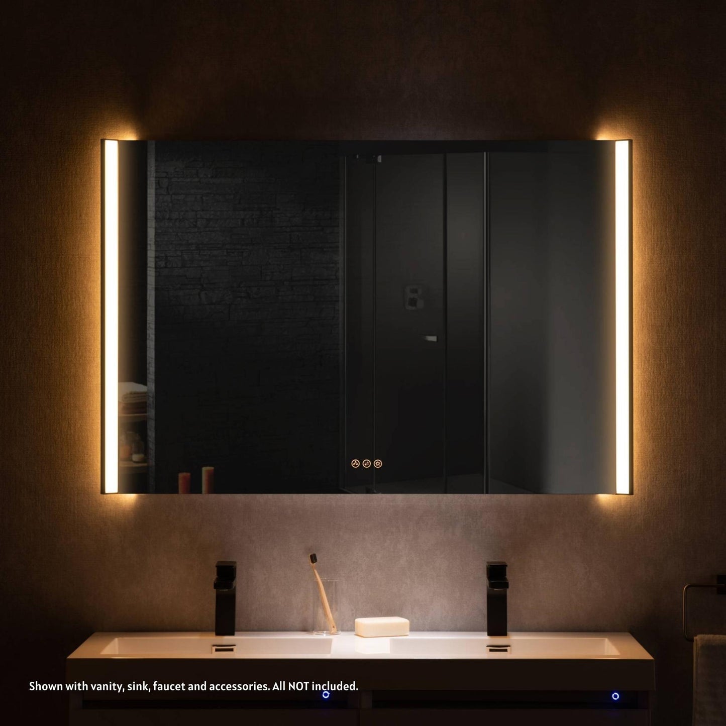 Blossom Binary 48" x 32" Matte Black Wall-Mounted Rectangle LED Mirror