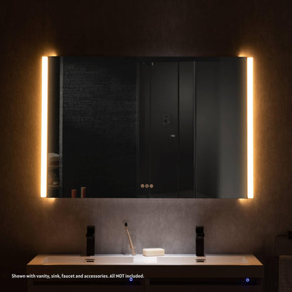 Blossom Binary 48" x 32" Matte Black Wall-Mounted Rectangle LED Mirror