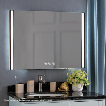 Blossom Binary 48" x 32" Matte Black Wall-Mounted Rectangle LED Mirror