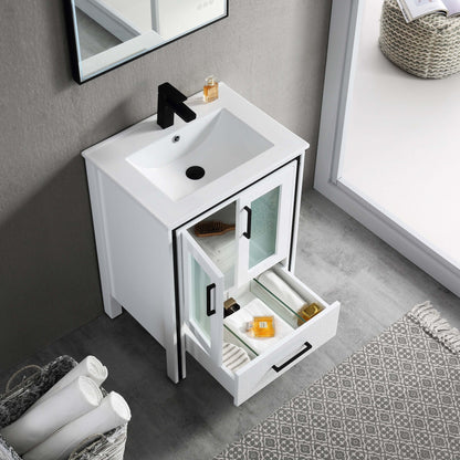 Blossom Birmingham 24" 2-Door 1-Drawer Glossy White Freestanding Vanity Base