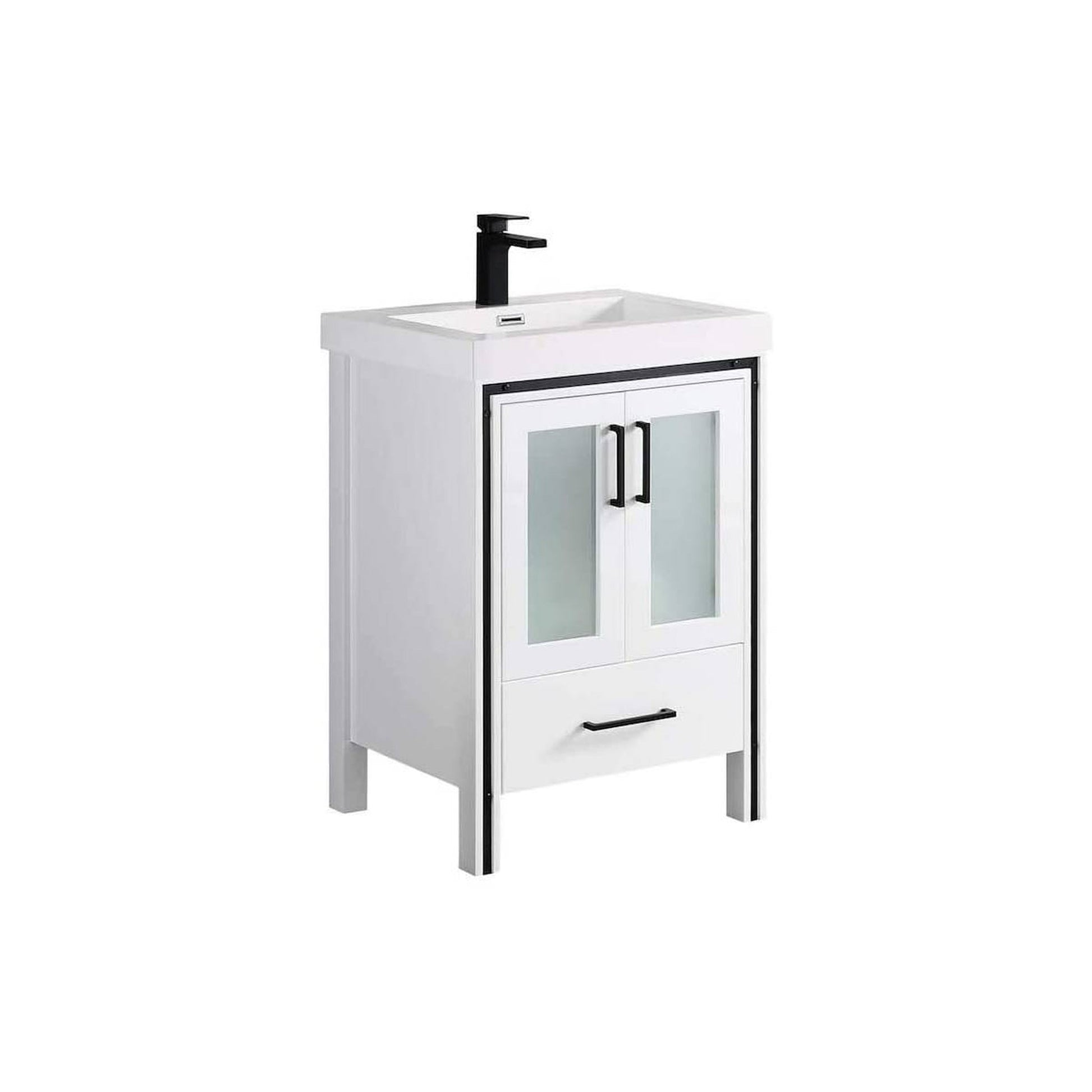 Blossom Birmingham 24" 2-Door 1-Drawer Glossy White Freestanding Vanity Base