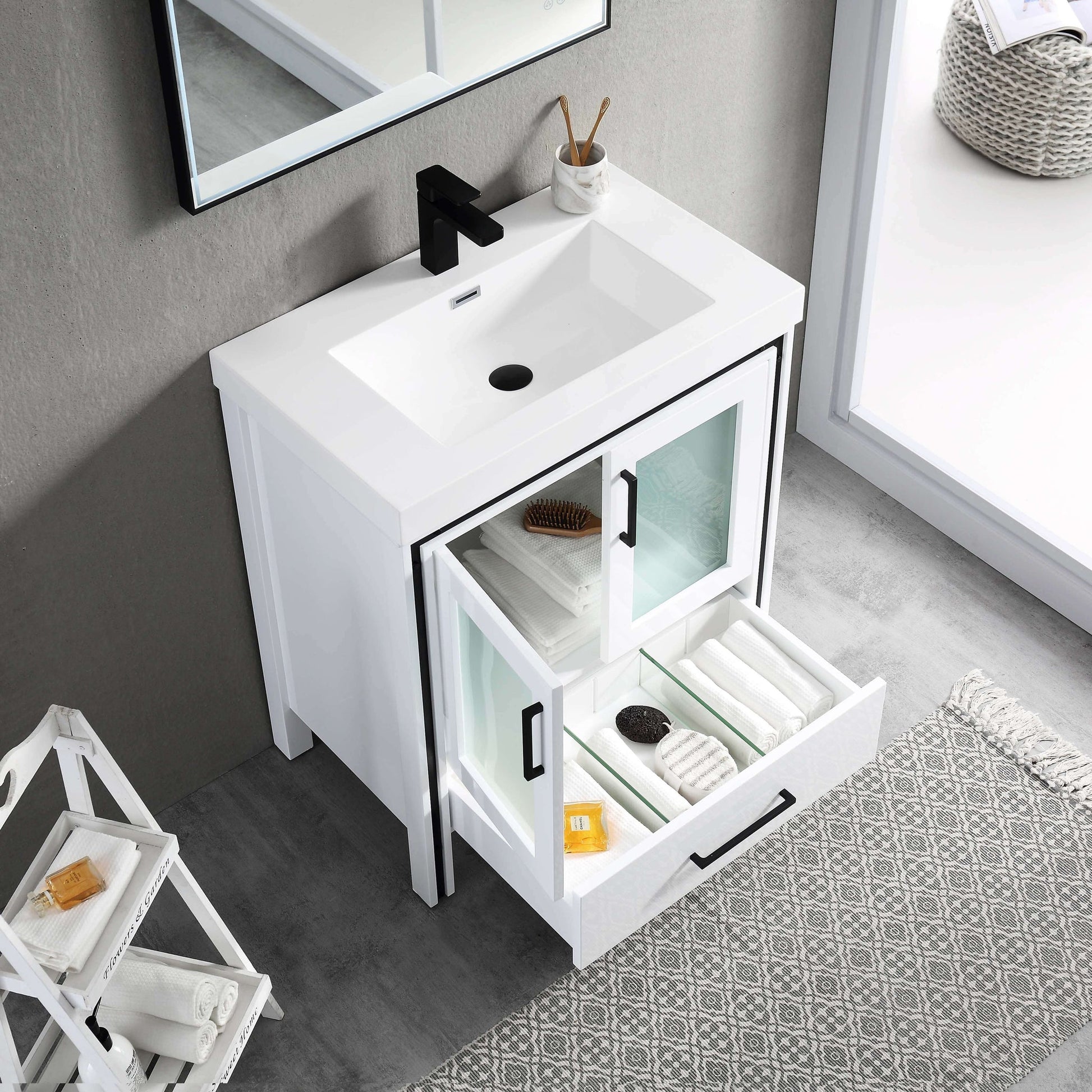 Blossom Birmingham 30" 2-Door 1-Drawer Glossy White Freestanding Vanity Base