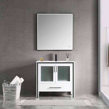 Blossom Birmingham 36" 2-Door 1-Drawer Glossy White Freestanding Vanity Base