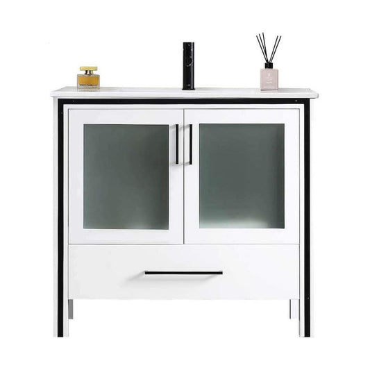 Blossom Birmingham 36" 2-Door 1-Drawer Glossy White Freestanding Vanity Base