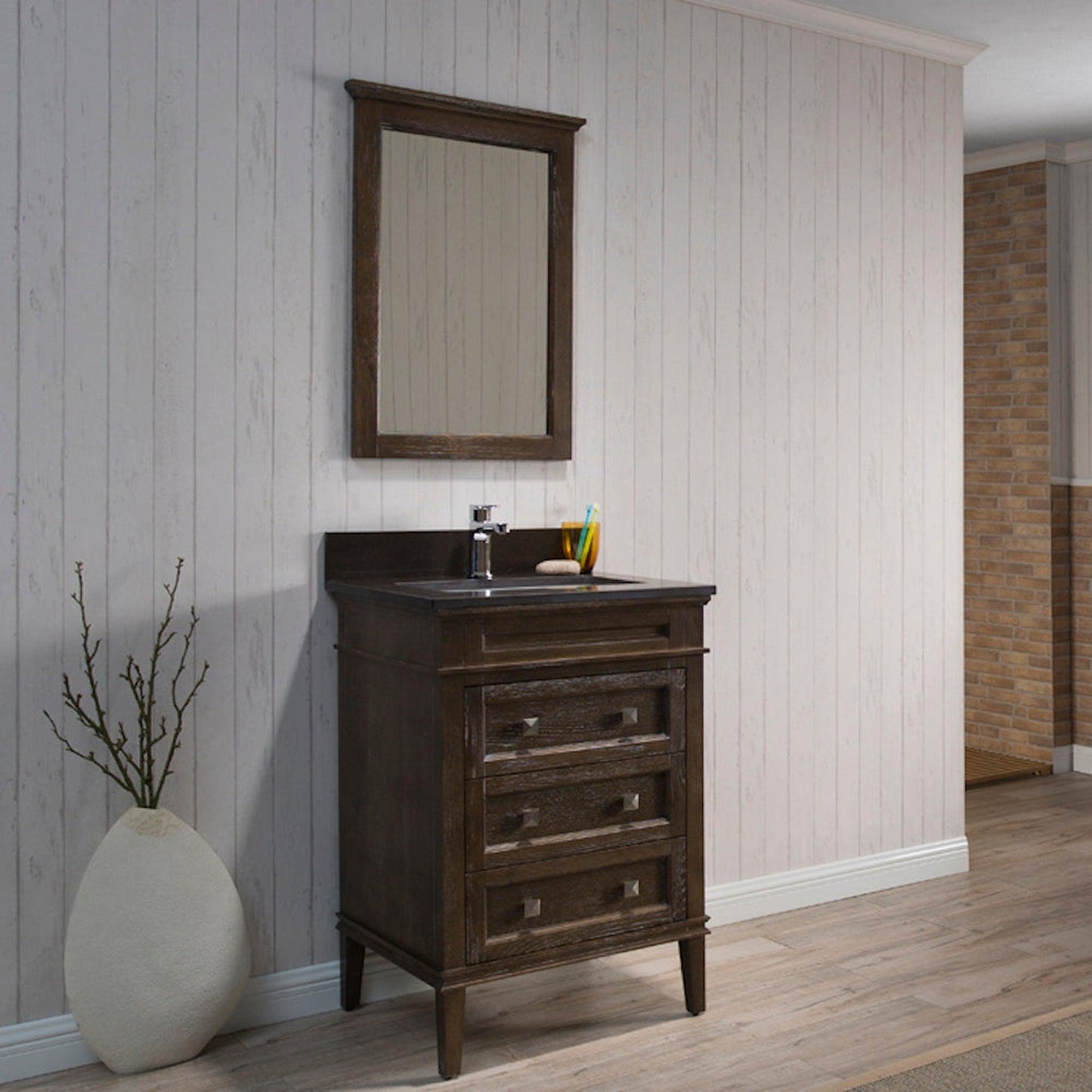 Blossom Bordeaux 24" 3-Drawer Black Red Oak Freestanding Vanity Base