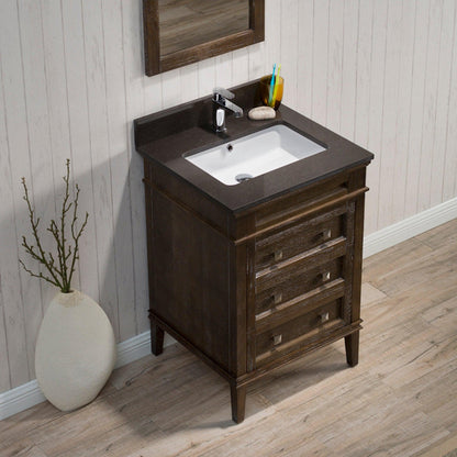Blossom Bordeaux 24" 3-Drawer Black Red Oak Freestanding Vanity Base