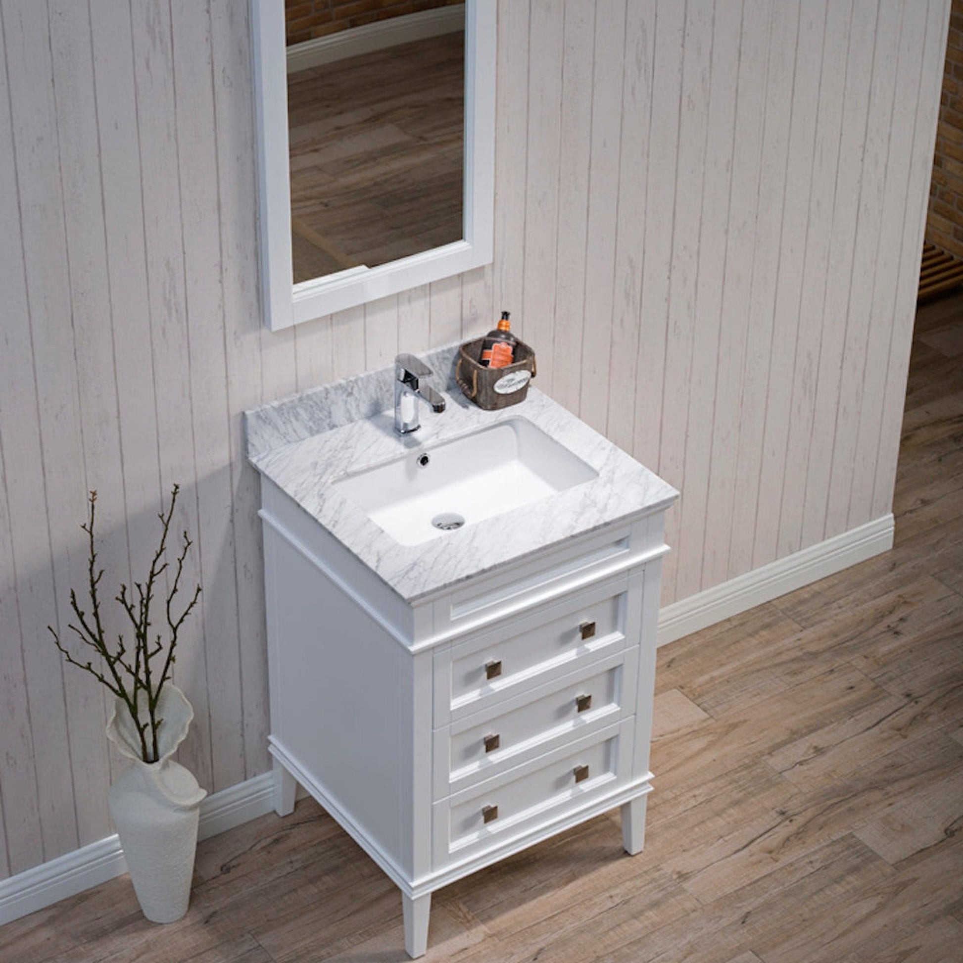 Blossom Bordeaux 24" 3-Drawer Matte White Freestanding Vanity Base