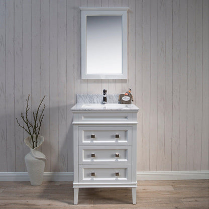 Blossom Bordeaux 24" 3-Drawer Matte White Freestanding Vanity Base