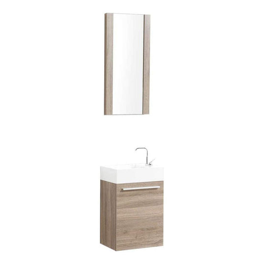Blossom Colmar 18" 1-Door Cart Oak Wall-Mounted Vanity With Mirror, Acrylic Top And Integrated Single Sink