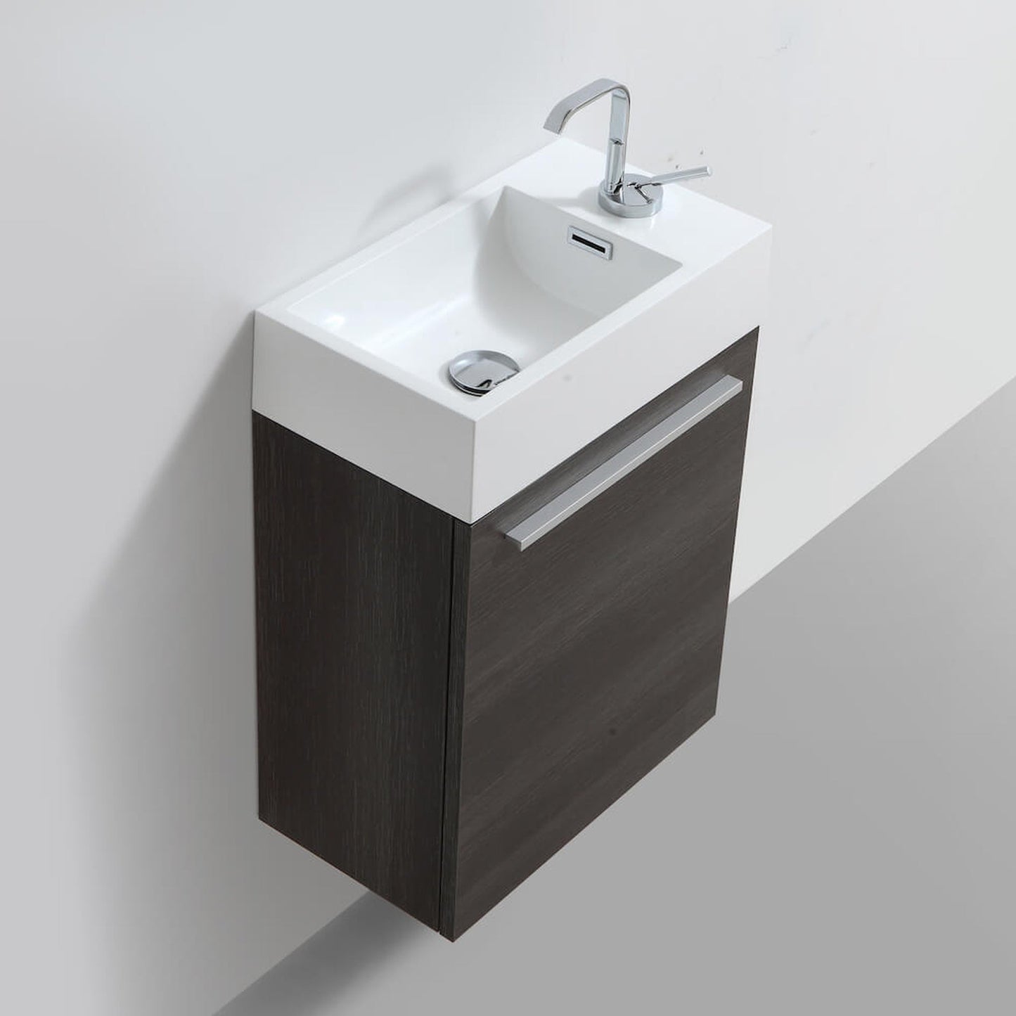 Blossom Colmar 18" 1-Door Dark Oak Wall-Mounted Vanity With Acrylic Top And Integrated Single Sink