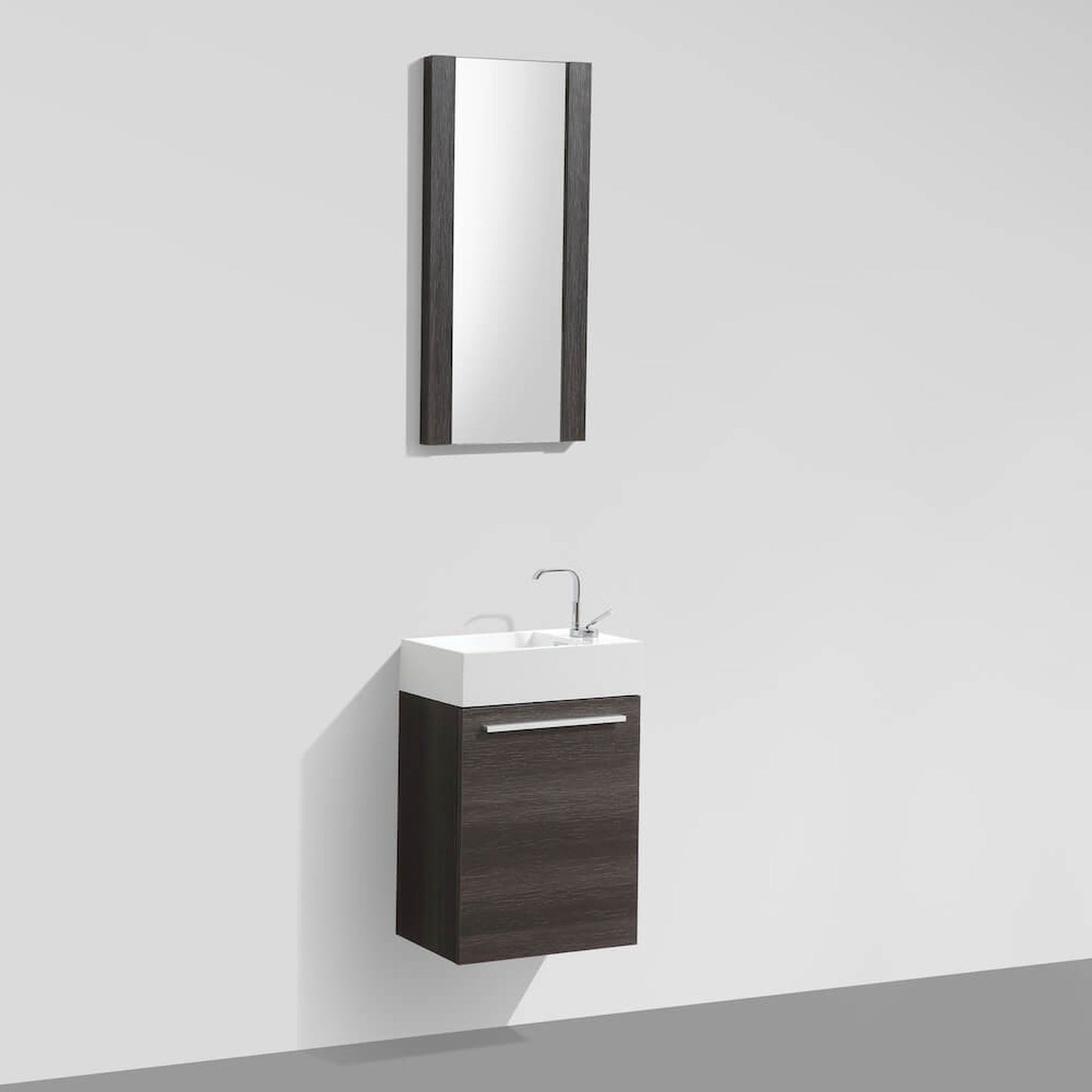 Blossom Colmar 18" 1-Door Dark Oak Wall-Mounted Vanity With Mirror, Acrylic Top And Integrated Single Sink