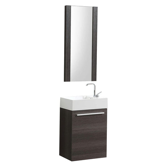 Blossom Colmar 18" 1-Door Dark Oak Wall-Mounted Vanity With Mirror, Acrylic Top And Integrated Single Sink