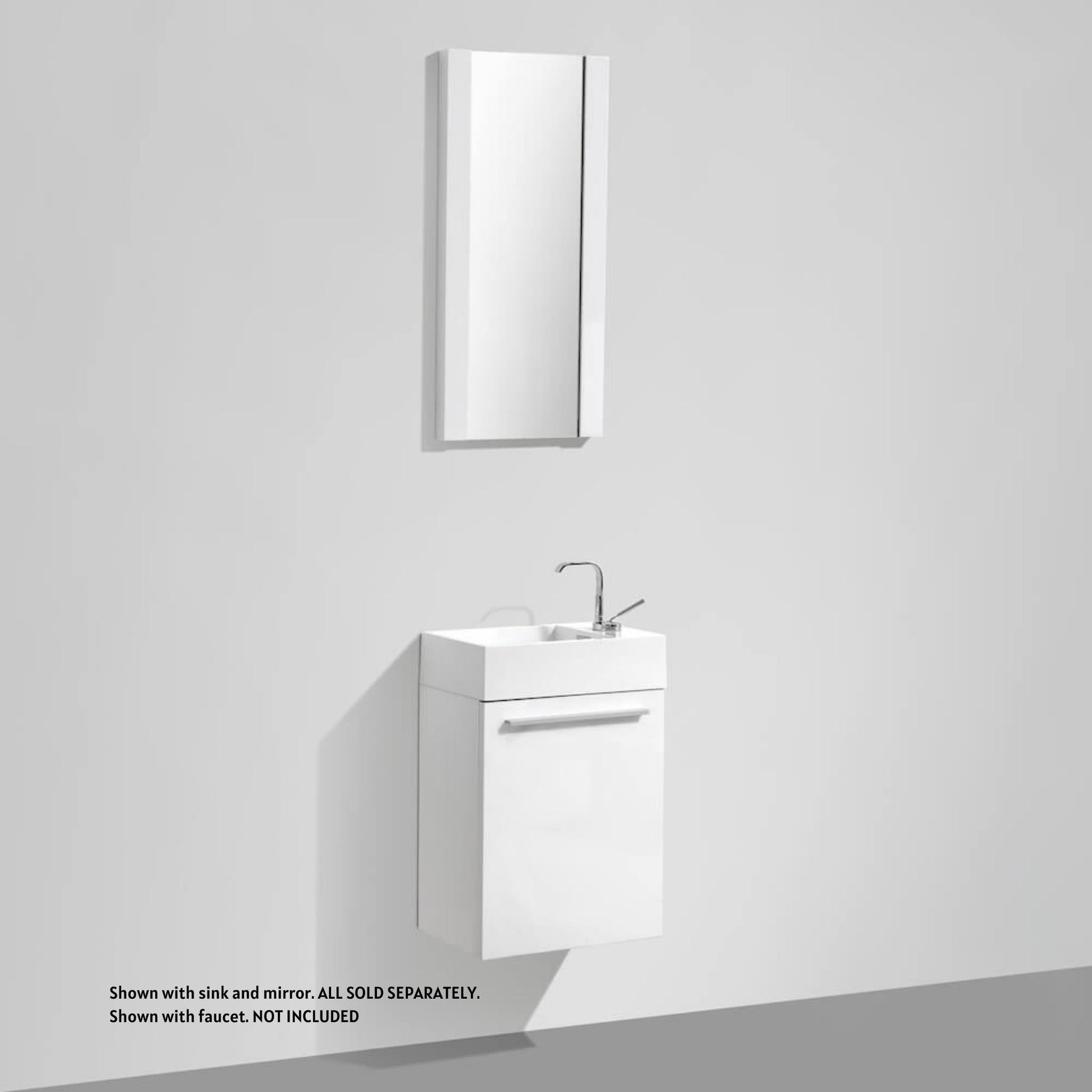 Blossom Colmar 18" 1-Door Glossy White Wall-Mounted Vanity Base