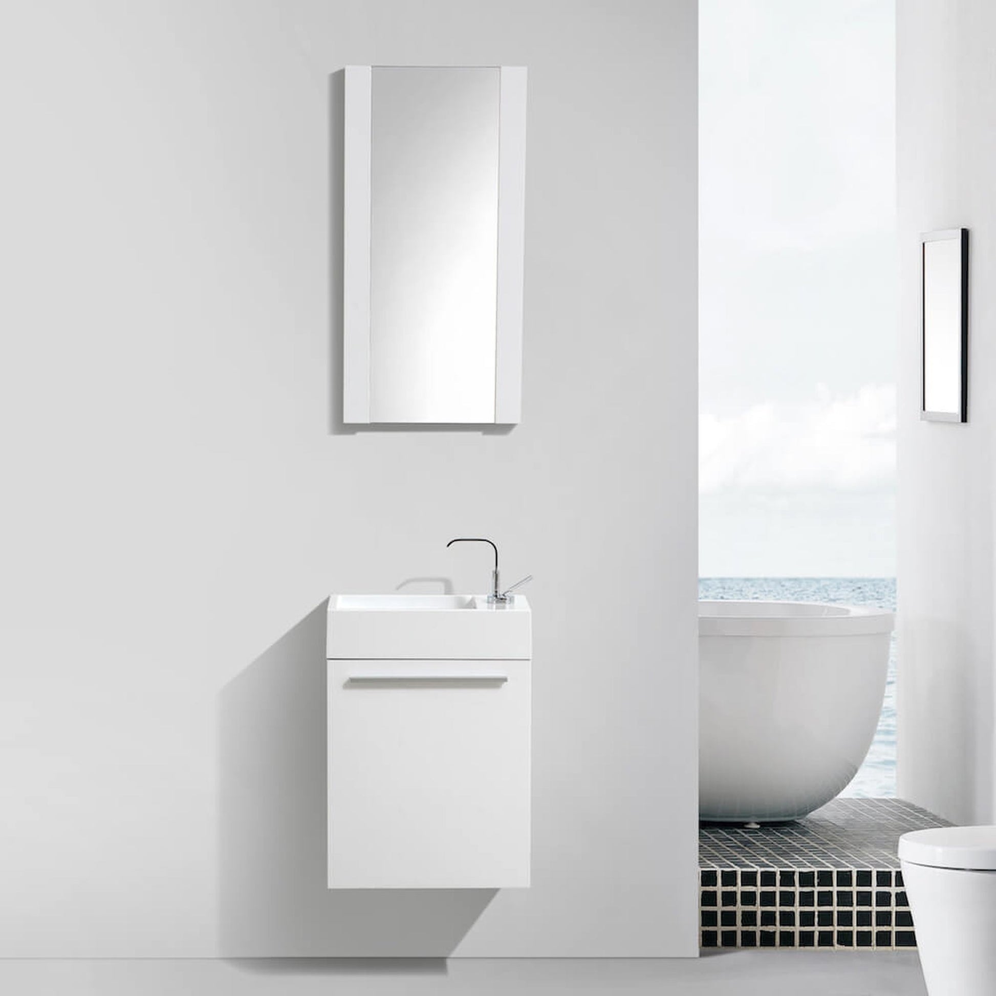 Blossom Colmar 18" 1-Door Glossy White Wall-Mounted Vanity With Acrylic Top And Integrated Single Sink