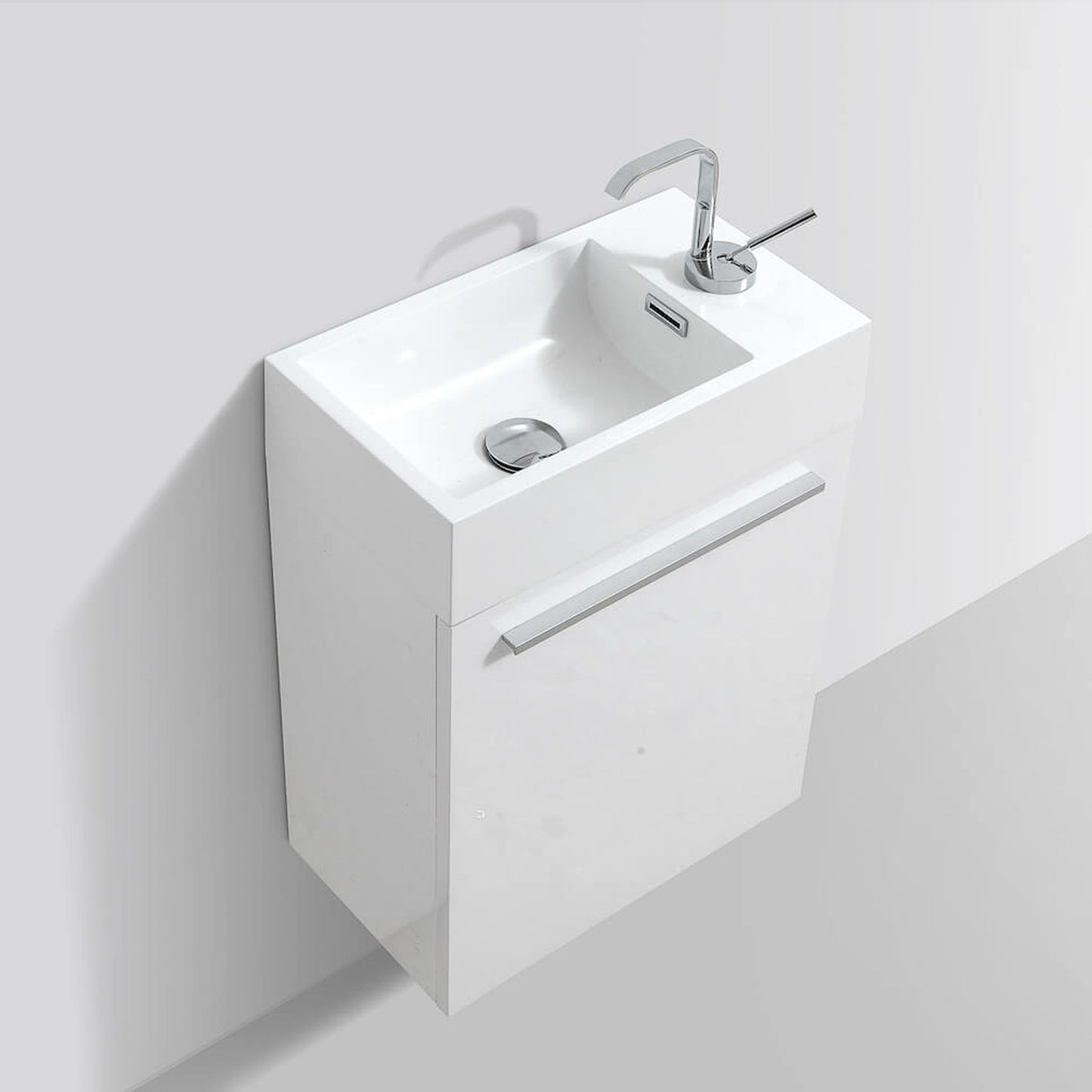 Blossom Colmar 18" 1-Door Glossy White Wall-Mounted Vanity With Acrylic Top And Integrated Single Sink