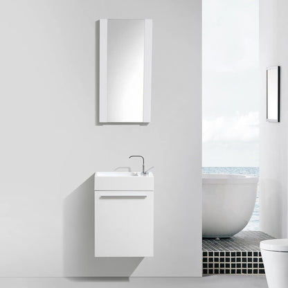 Blossom Colmar 18" 1-Door Glossy White Wall-Mounted Vanity With Mirror, Acrylic Top And Integrated Single Sink