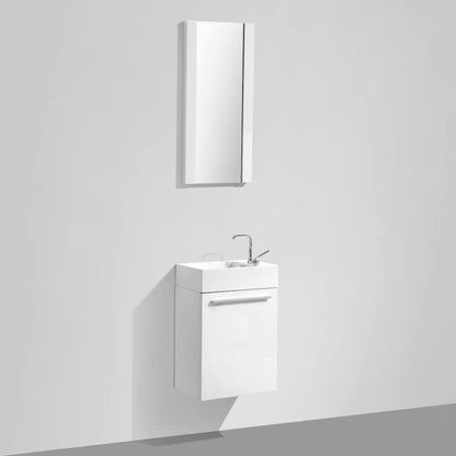 Blossom Colmar 18" 1-Door Glossy White Wall-Mounted Vanity With Mirror, Acrylic Top And Integrated Single Sink