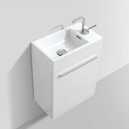 Blossom Colmar 18" 1-Door Glossy White Wall-Mounted Vanity With Mirror, Acrylic Top And Integrated Single Sink