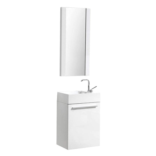 Blossom Colmar 18" 1-Door Glossy White Wall-Mounted Vanity With Mirror, Acrylic Top And Integrated Single Sink