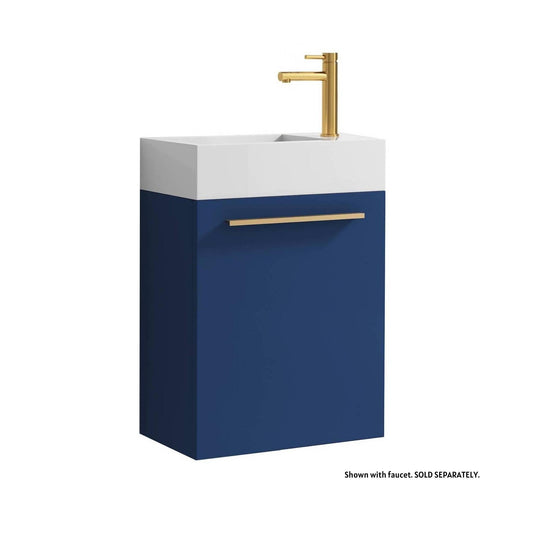 Blossom Colmar 18" 1-Door Navy Blue Wall-Mounted Vanity With Acrylic Top And Integrated Single Sink