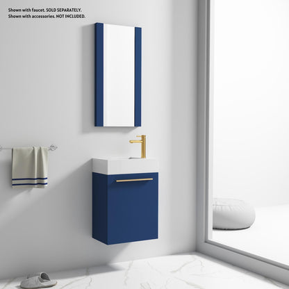 Blossom Colmar 18" 1-Door Navy Blue Wall-Mounted Vanity With Mirror, Acrylic Top And Integrated Single Sink