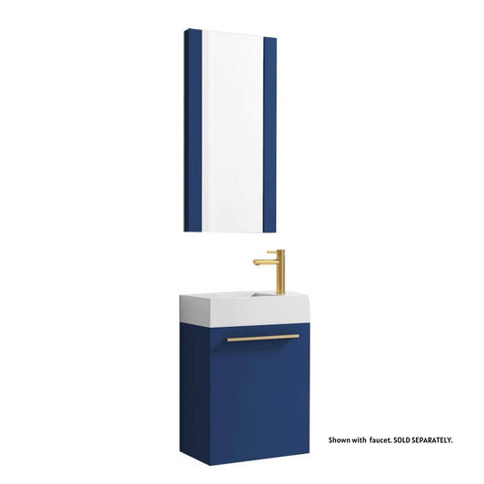 Blossom Colmar 18" 1-Door Navy Blue Wall-Mounted Vanity With Mirror, Acrylic Top And Integrated Single Sink