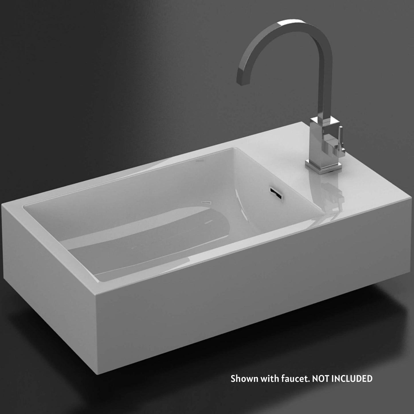 Blossom Colmar 18" x 10" White Rectangular Acrylic Vanity Top With Integrated Single Sink and Overflow