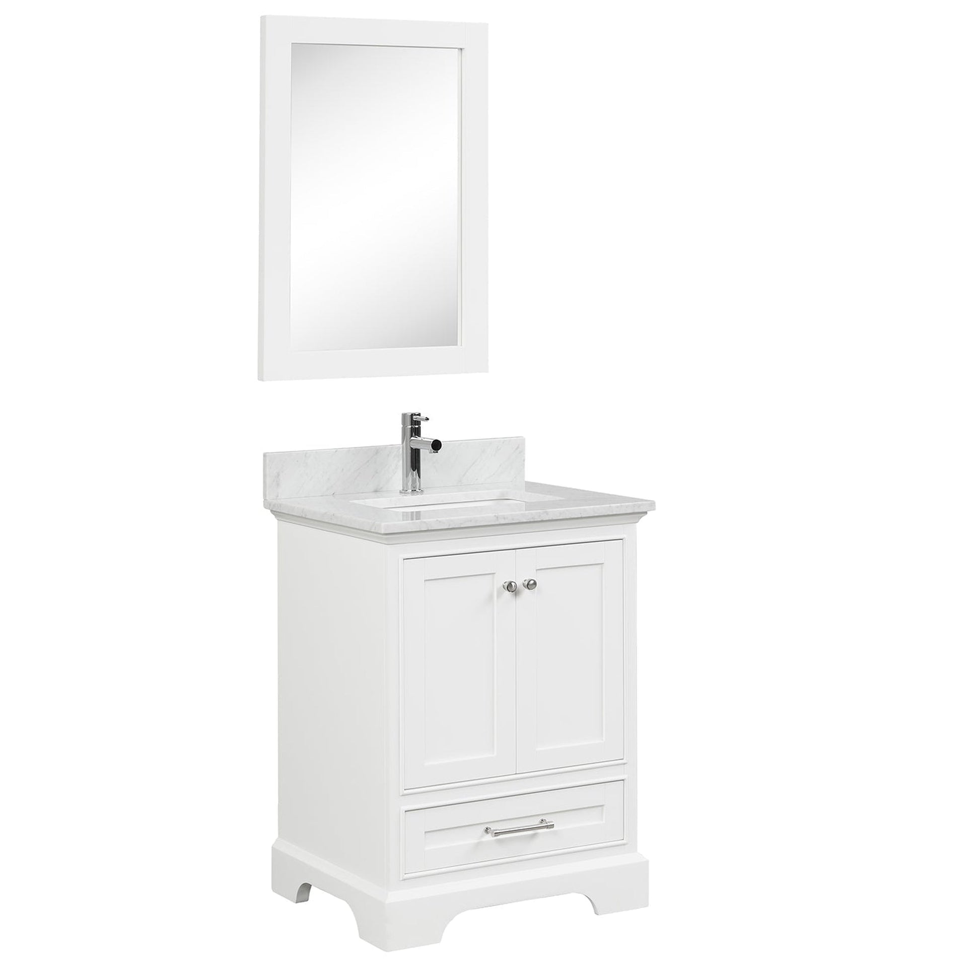 Blossom Copenhagen 24" 2-Door 1-Drawer Matte White Freestanding Solid Wood Single Vanity Base