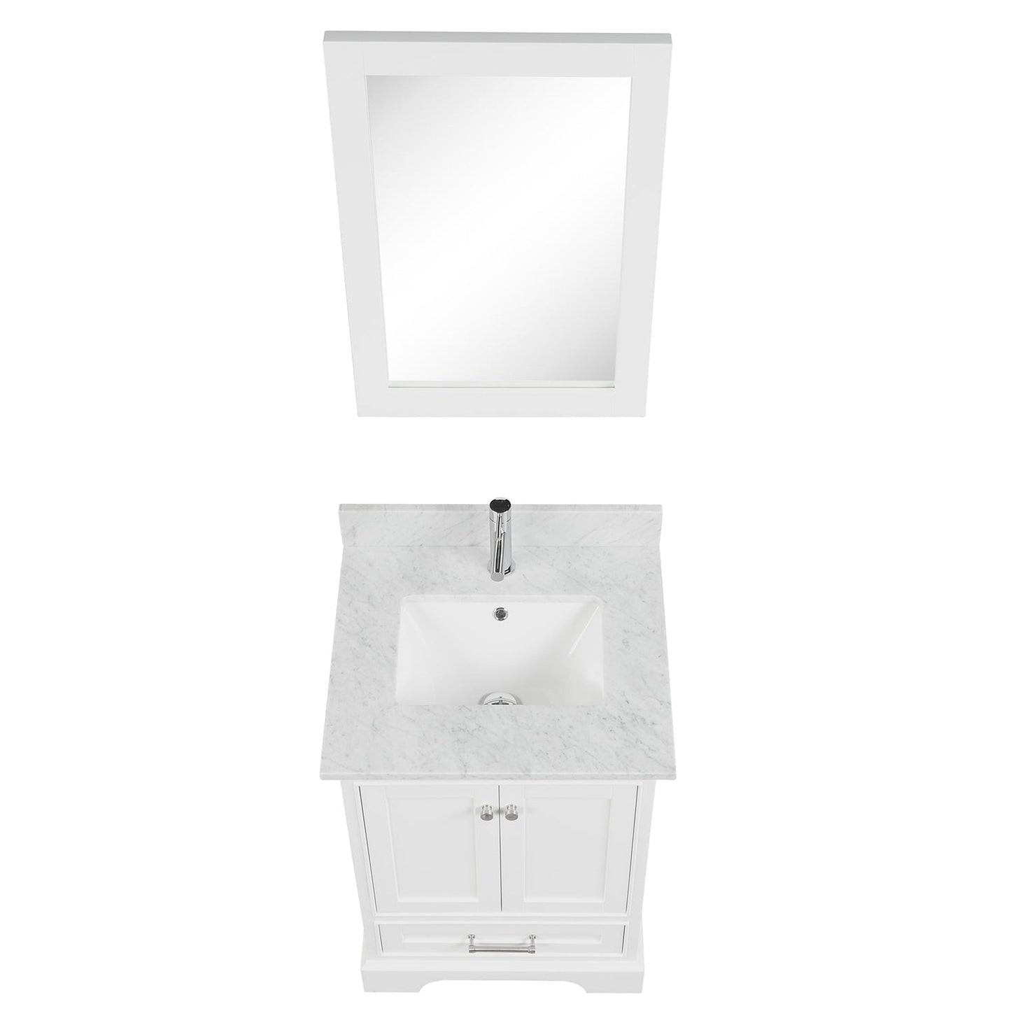 Blossom Copenhagen 24" 2-Door 1-Drawer Matte White Freestanding Solid Wood Single Vanity Base