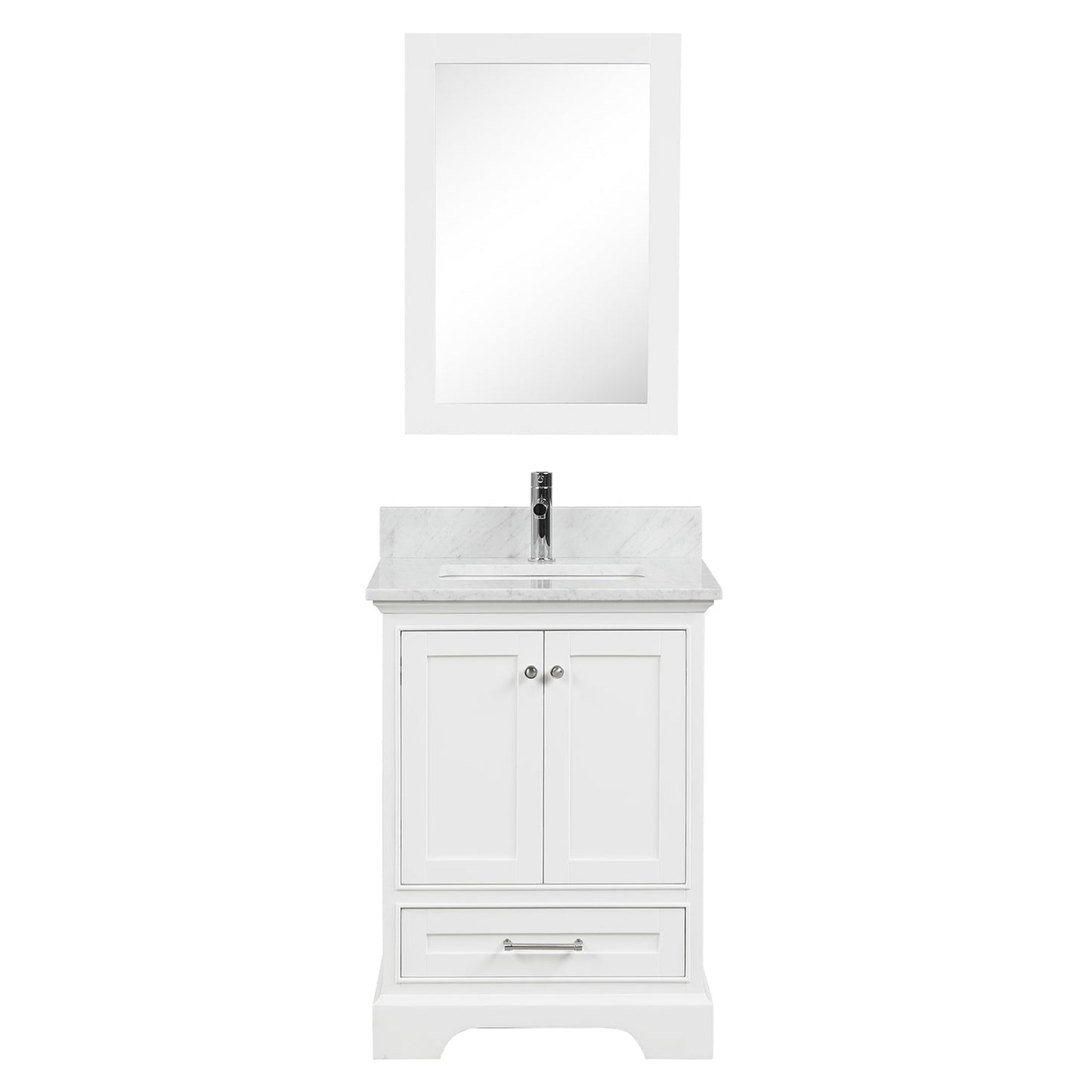 Blossom Copenhagen 24" 2-Door 1-Drawer Matte White Freestanding Solid Wood Single Vanity Base