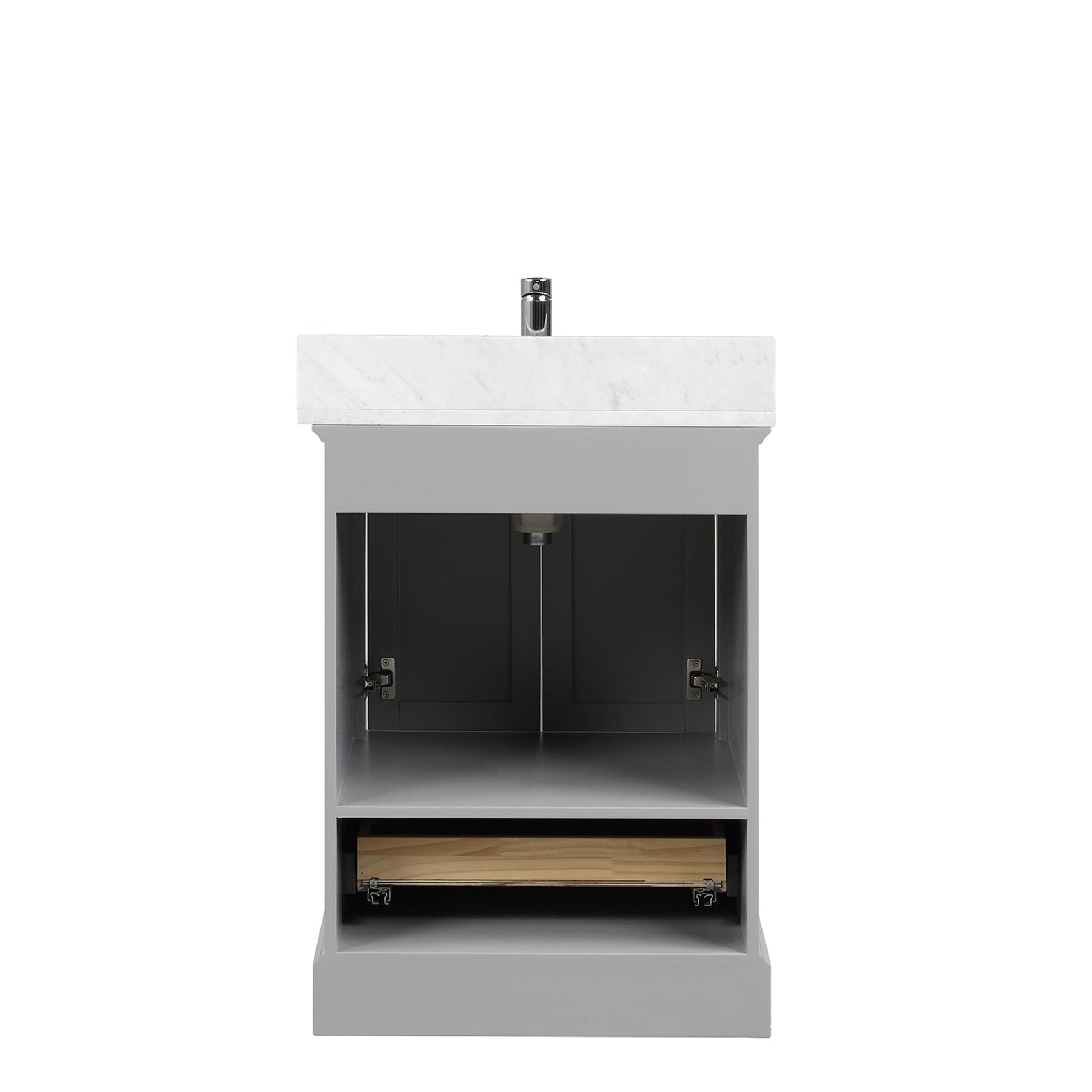 Blossom Copenhagen 24" 2-Door 1-Drawer Metal Gray Freestanding Solid Wood Single Vanity Base