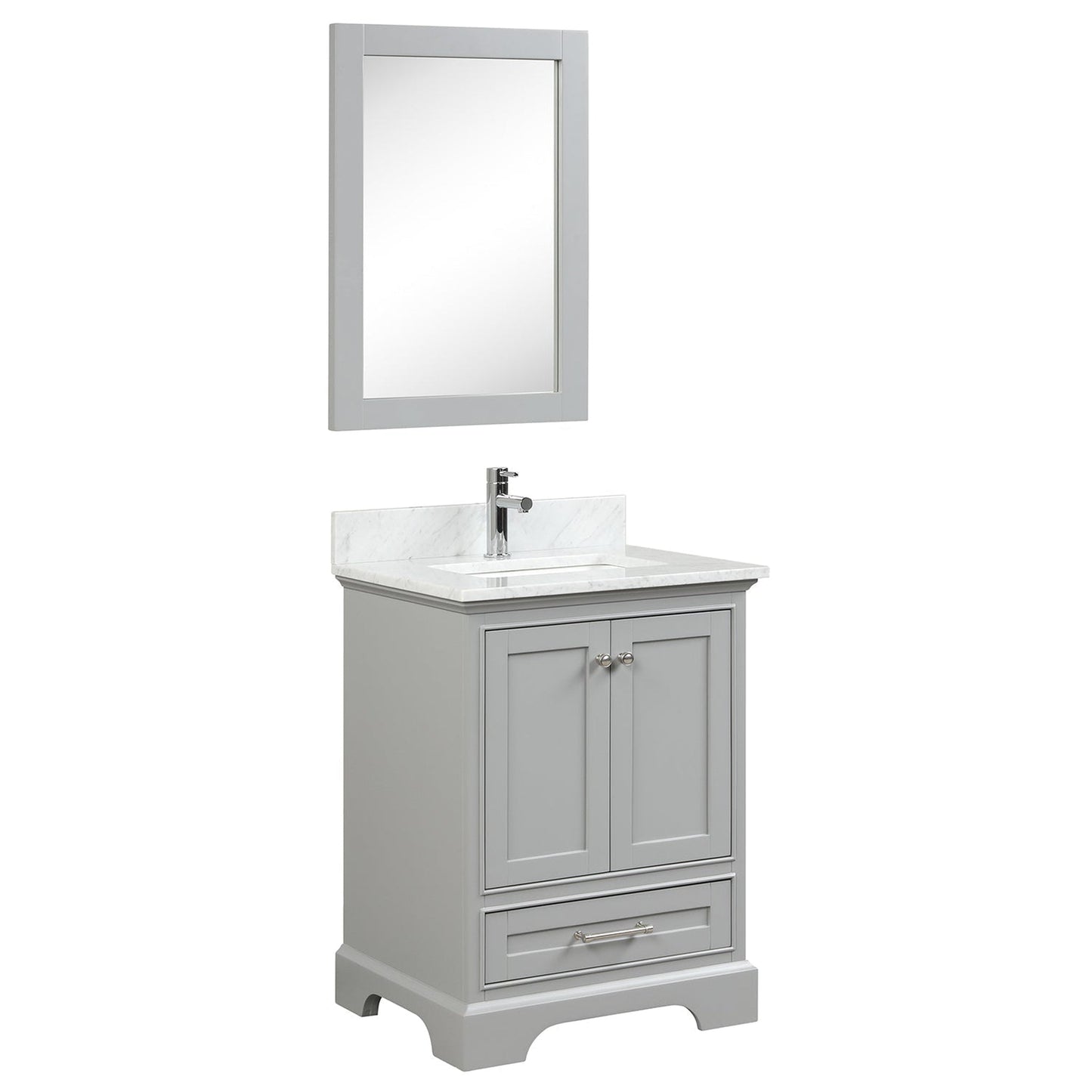 Blossom Copenhagen 24" 2-Door 1-Drawer Metal Gray Freestanding Solid Wood Single Vanity Base