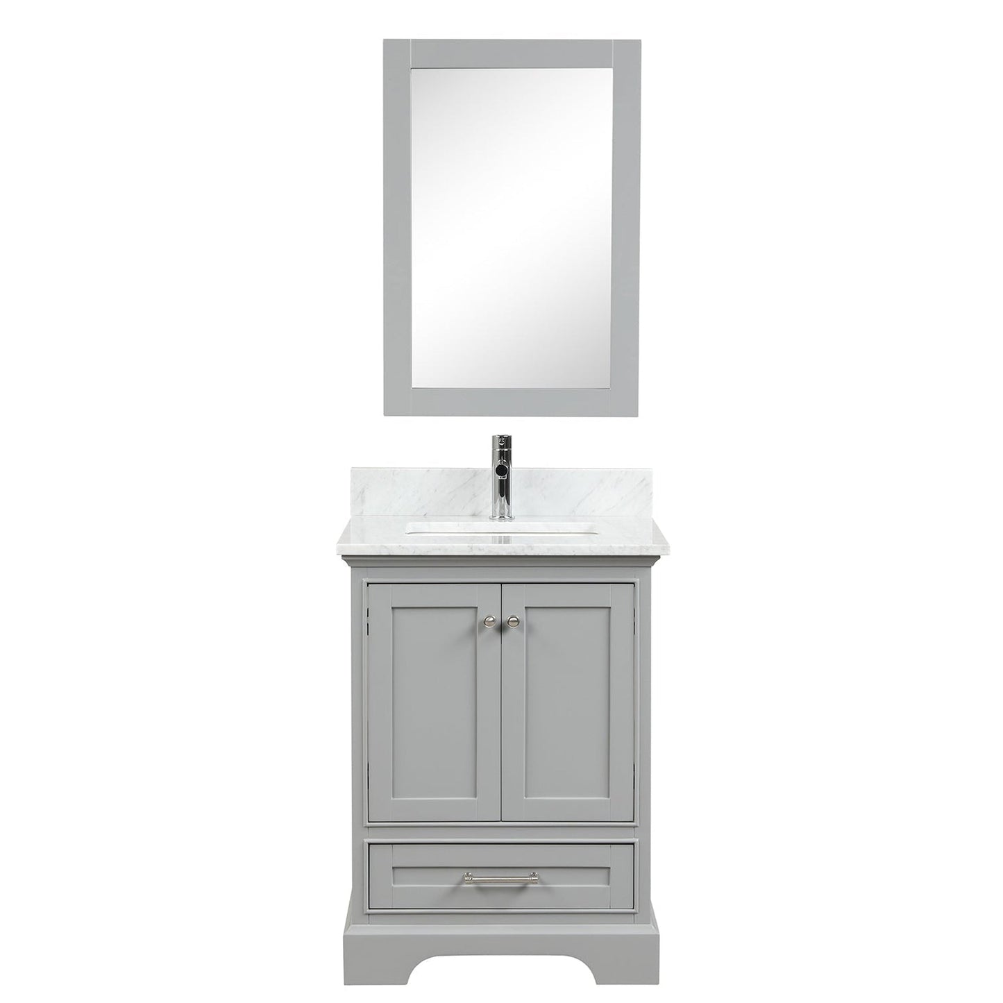 Blossom Copenhagen 24" 2-Door 1-Drawer Metal Gray Freestanding Solid Wood Single Vanity Base