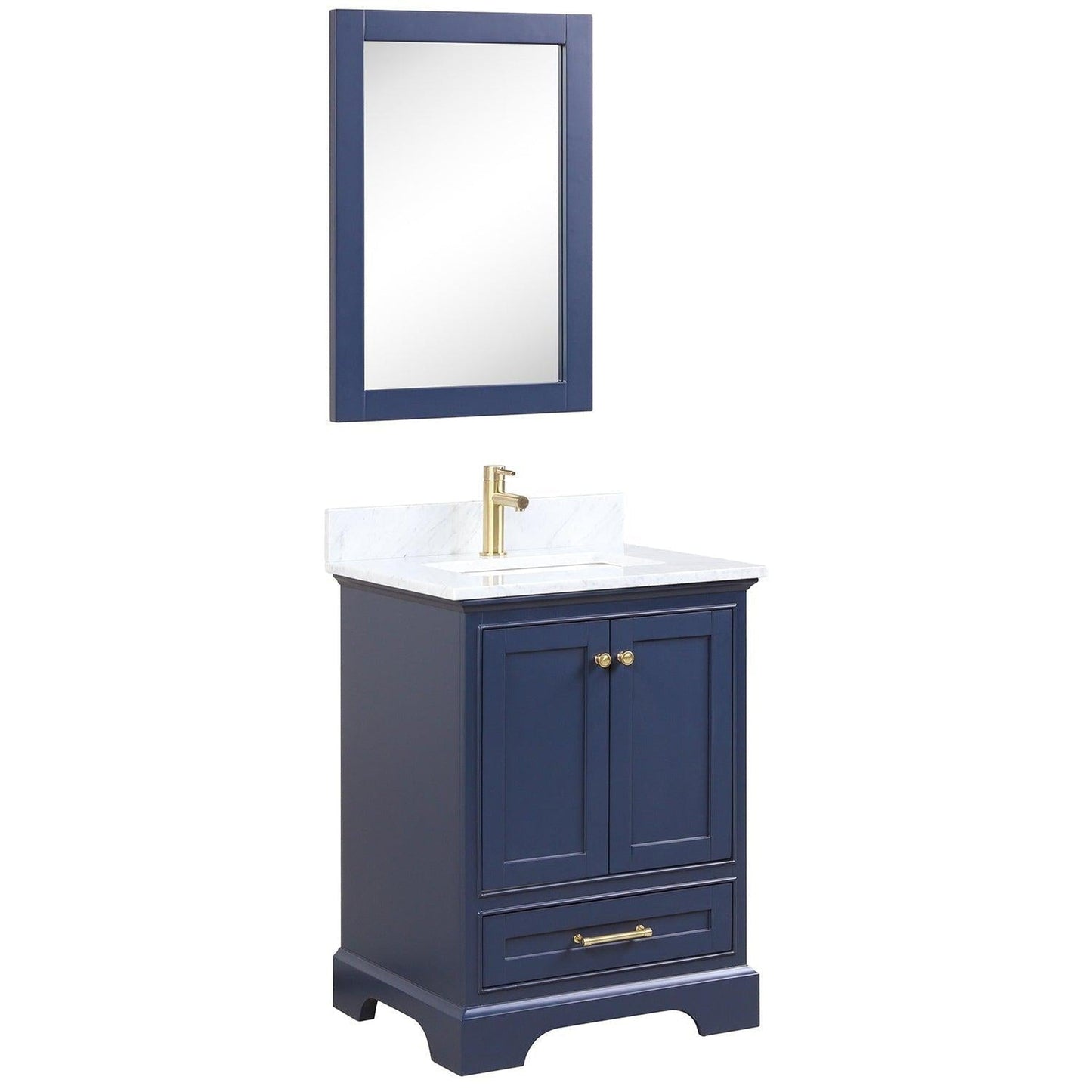 Blossom Copenhagen 24" 2-Door 1-Drawer Navy Blue Freestanding Solid Wood Single Vanity Base