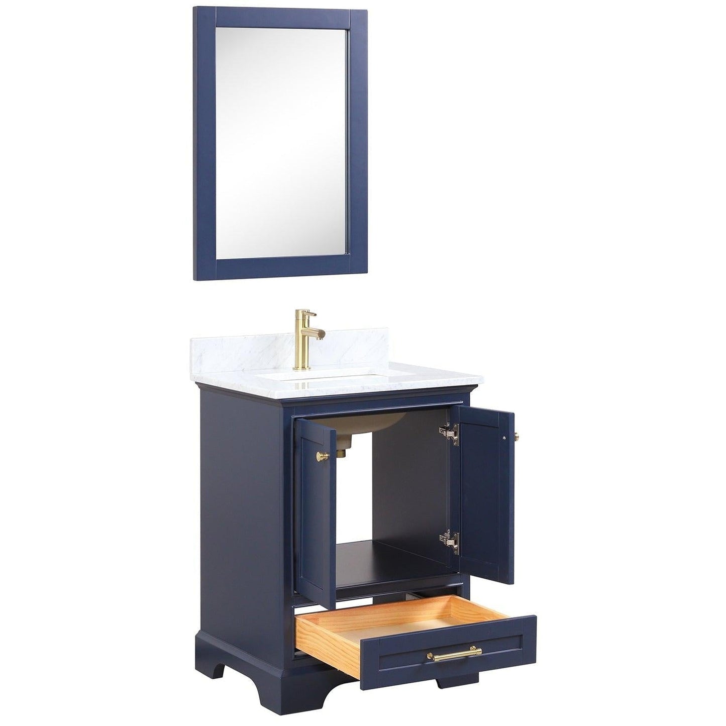 Blossom Copenhagen 24" 2-Door 1-Drawer Navy Blue Freestanding Solid Wood Single Vanity Base