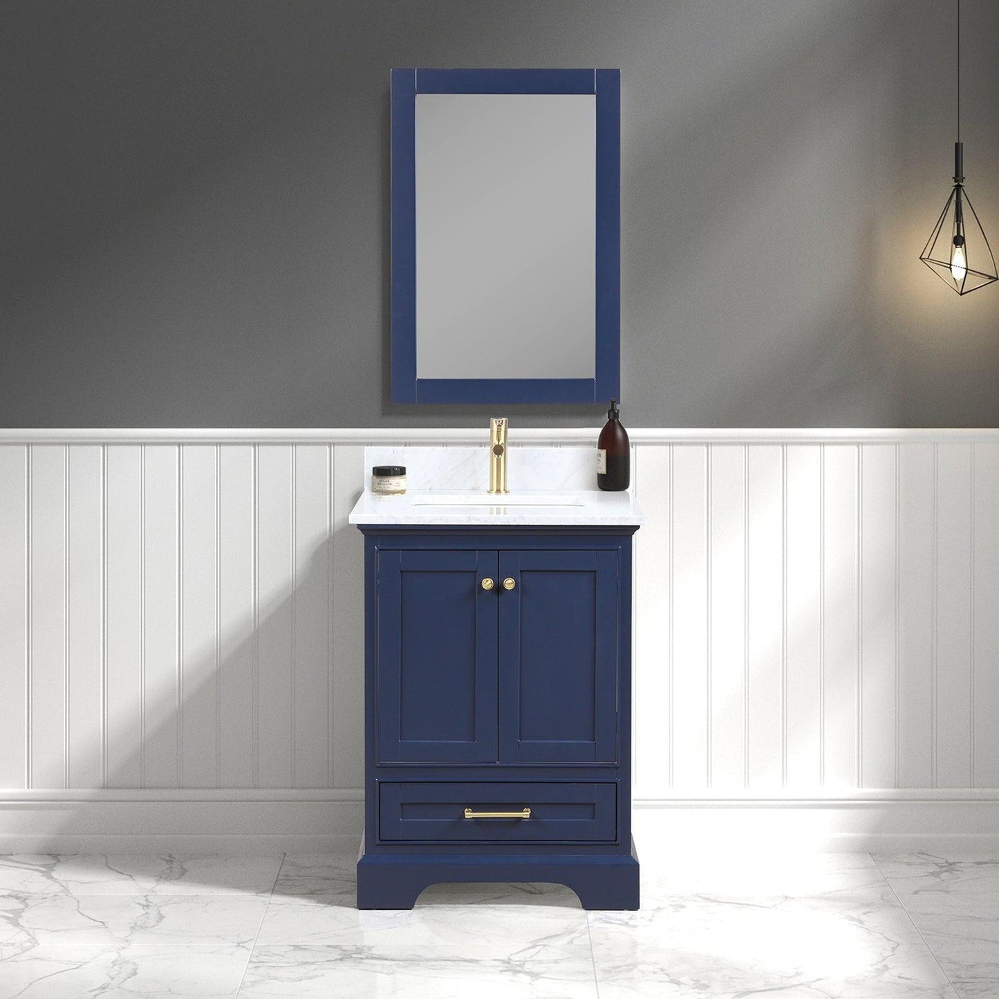 Blossom Copenhagen 24" 2-Door 1-Drawer Navy Blue Freestanding Solid Wood Single Vanity Base