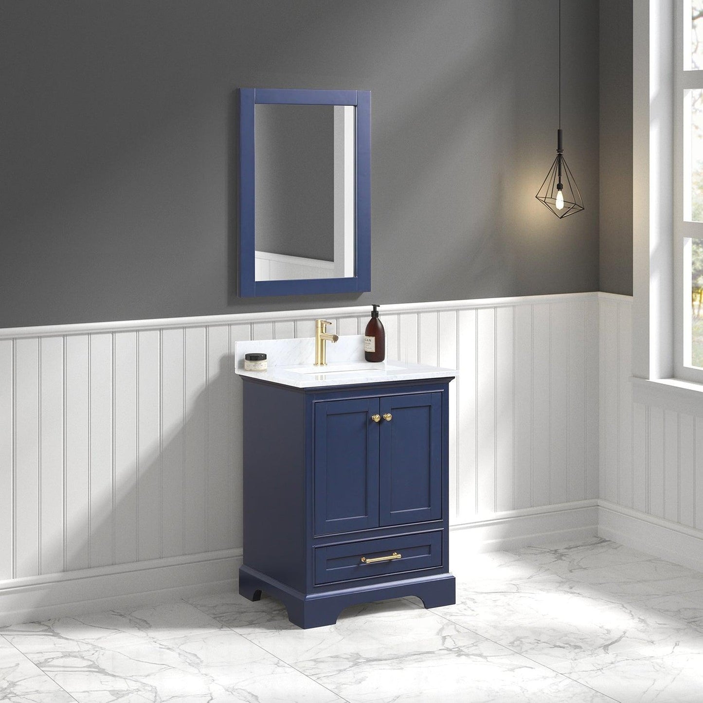 Blossom Copenhagen 24" 2-Door 1-Drawer Navy Blue Freestanding Solid Wood Single Vanity Base