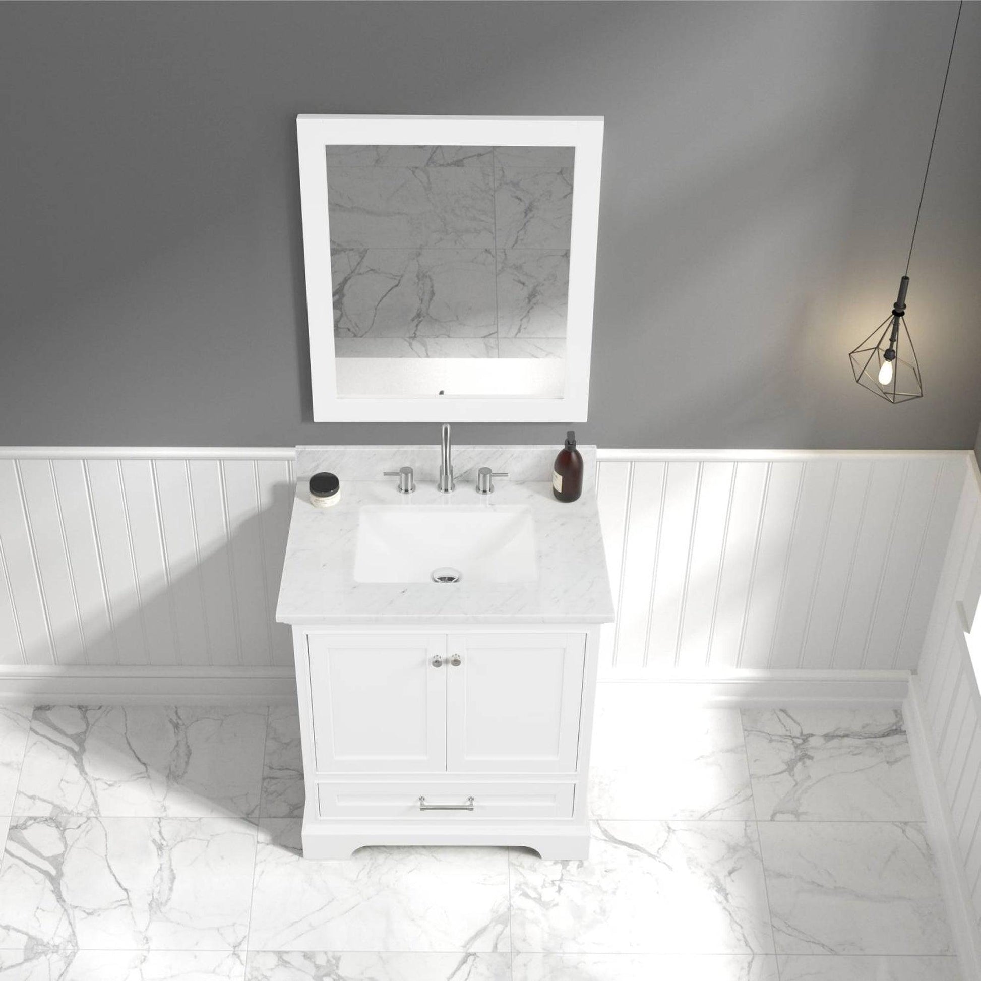 Blossom Copenhagen 30" 2-Door 1-Drawer Matte White Freestanding Solid Wood Single Vanity Base