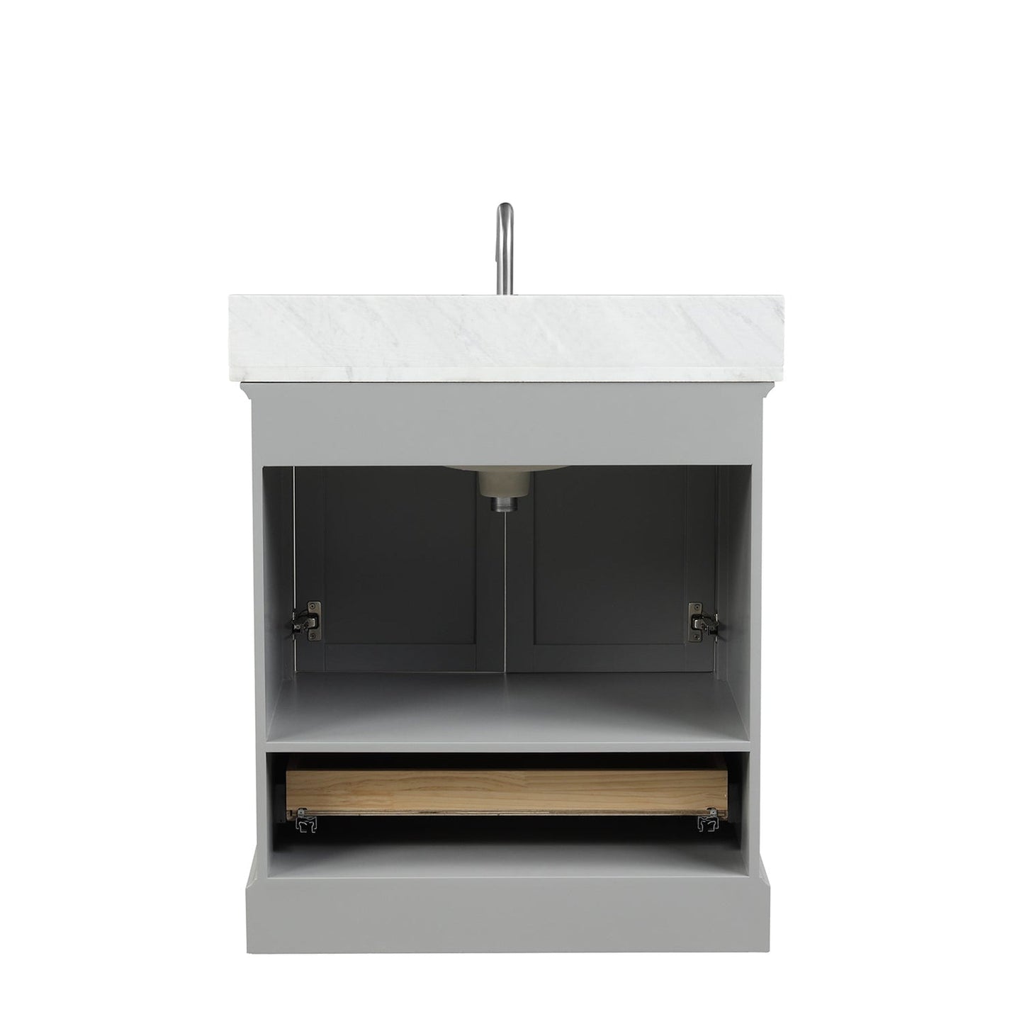 Blossom Copenhagen 30" 2-Door 1-Drawer Metal Gray Freestanding Solid Wood Single Vanity Base