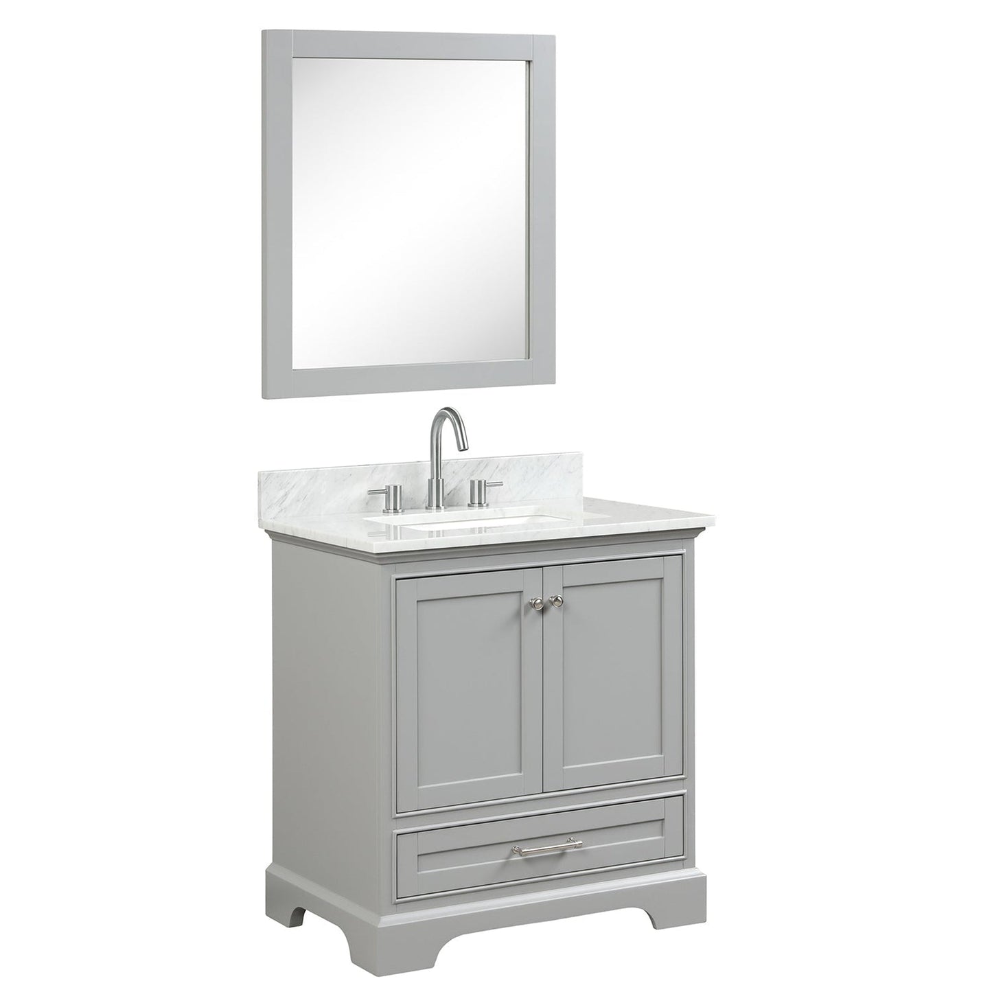 Blossom Copenhagen 30" 2-Door 1-Drawer Metal Gray Freestanding Solid Wood Single Vanity Base