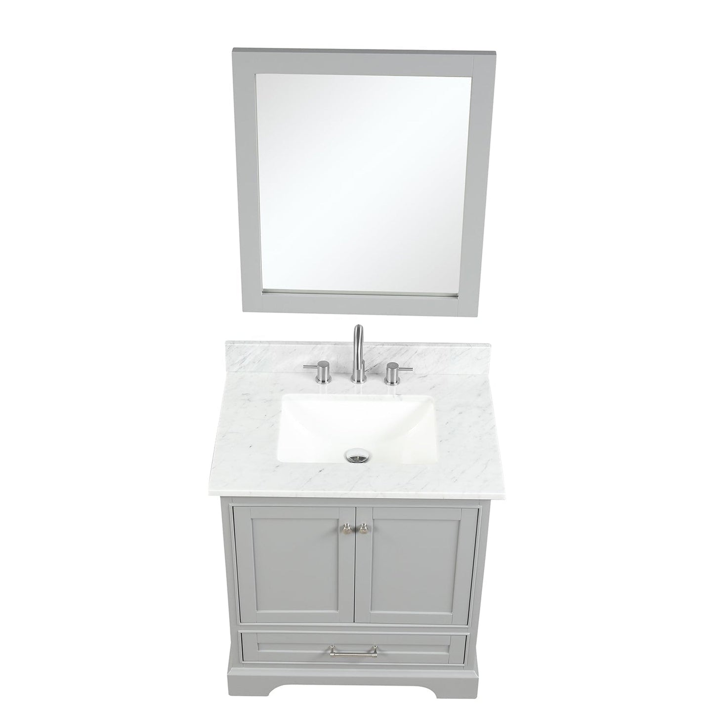 Blossom Copenhagen 30" 2-Door 1-Drawer Metal Gray Freestanding Solid Wood Single Vanity Base