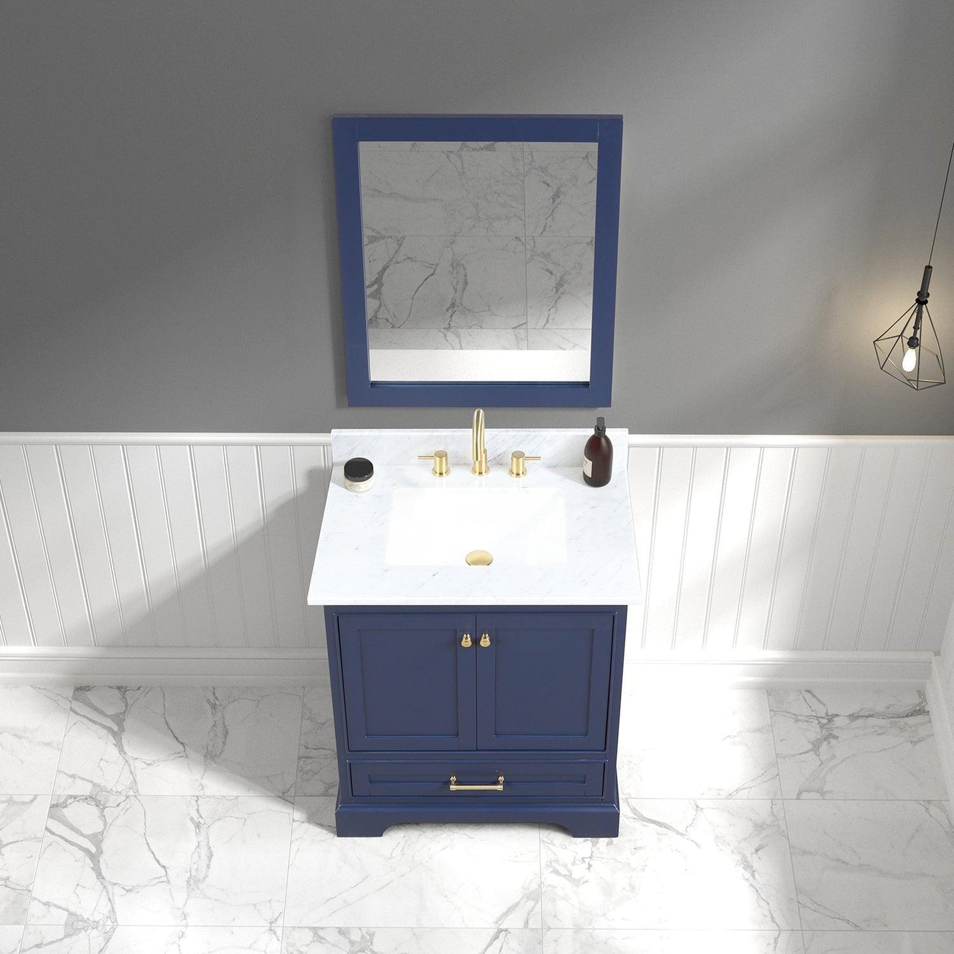 Blossom Copenhagen 30" 2-Door 1-Drawer Navy Blue Freestanding Solid Wood Single Vanity Base