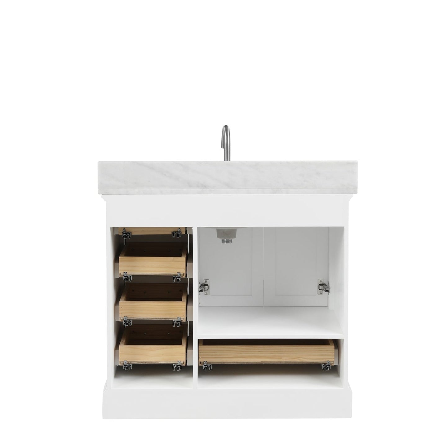 Blossom Copenhagen 36" 2-Door 5-Drawer Matte White Freestanding Solid Wood Single Vanity Base