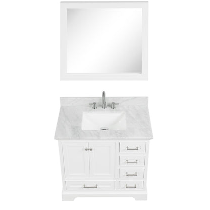 Blossom Copenhagen 36" 2-Door 5-Drawer Matte White Freestanding Solid Wood Single Vanity Base