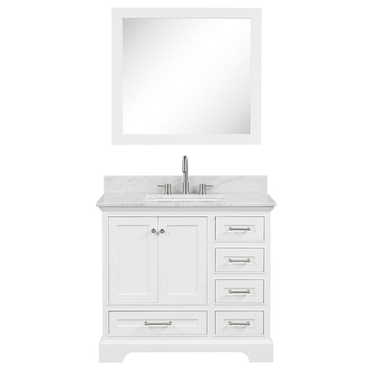 Blossom Copenhagen 36" 2-Door 5-Drawer Matte White Freestanding Solid Wood Single Vanity Base