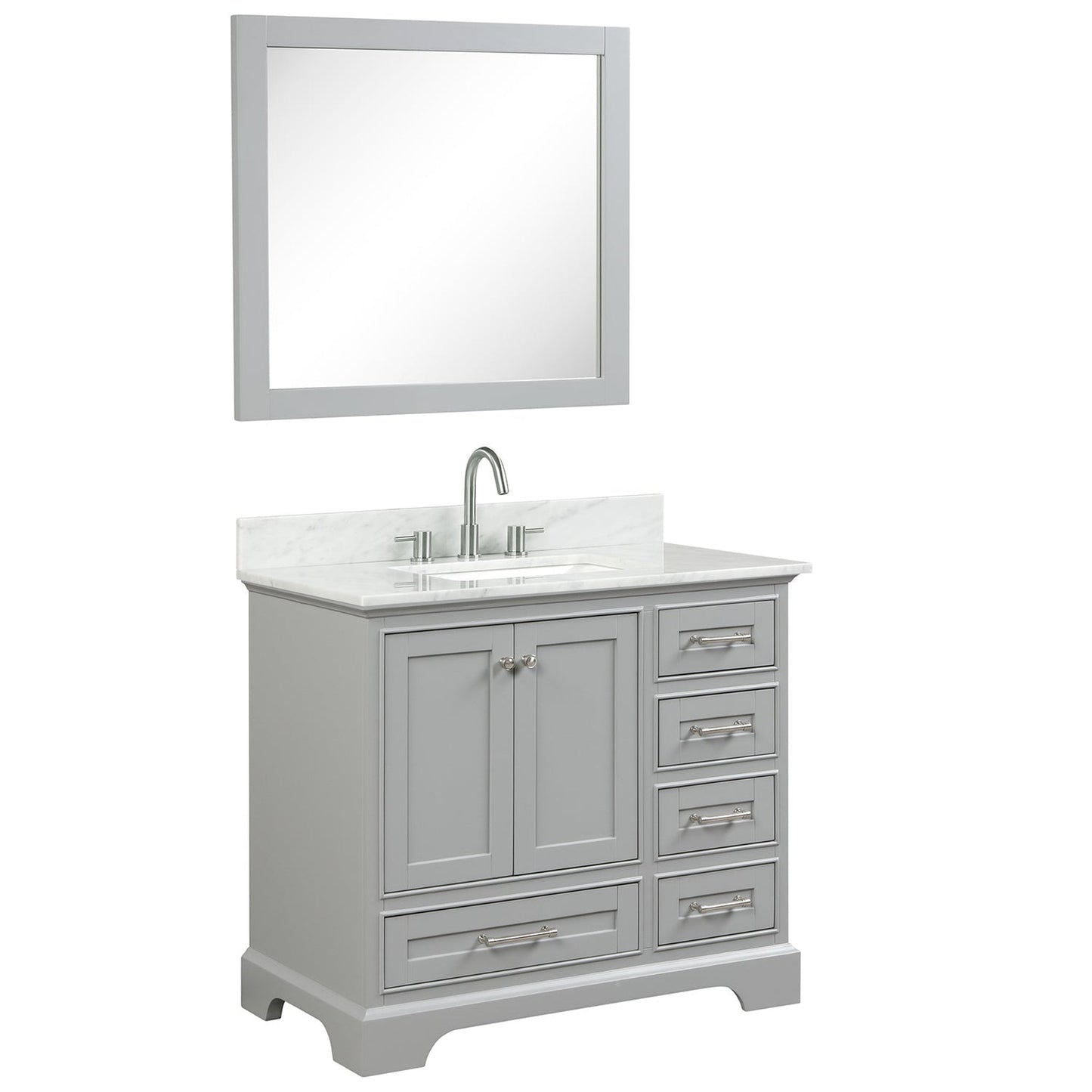 Blossom Copenhagen 36" 2-Door 5-Drawer Metal Gray Freestanding Solid Wood Single Vanity Base