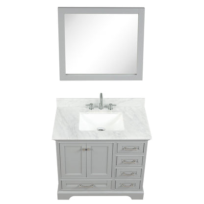 Blossom Copenhagen 36" 2-Door 5-Drawer Metal Gray Freestanding Solid Wood Single Vanity Base