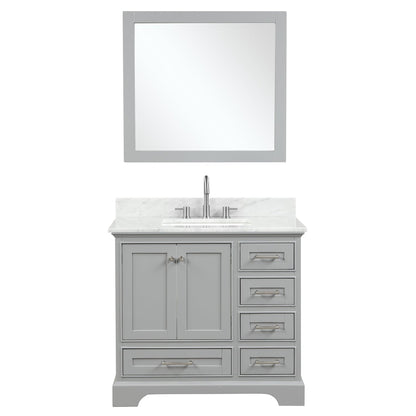 Blossom Copenhagen 36" 2-Door 5-Drawer Metal Gray Freestanding Solid Wood Single Vanity Base